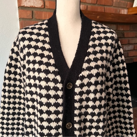Wax London Men’s Bubble Knit Walker Cardigan in Black & White Sz L - Picture 4 of 10